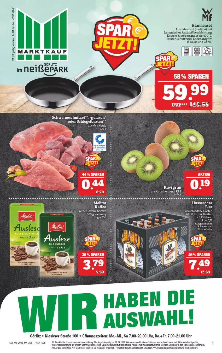 Aktueller Prospekt Marktkauf - Prospekt - von 16.01 bis 22.01.2022 - strona 5 - produkty: angebot, angebote, braten, Brei, edelstahl, eier, eis, elle, fisch, gulasch, hasseröder, LG, pfanne, pfannen, reis, schnitzel, schwein, schweine, schweineschnitzel, teller, Ti, uhr, wein, weine