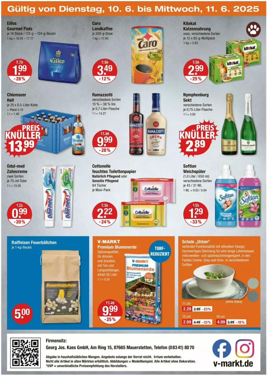 Aktueller Prospekt Vmarkt - Prospekte - von 05.06 bis 11.06.2025 - strona 24 - produkty: alle artikel ohne dekoration, angebot, angebote, auer, beutel, cottonelle, creme, dekoration, dell, eis, elle, feuchtes toilettenpapier, flasche, kaes, katzennahrung, kitekat, Mode, Odol, papier, rama, ramazzott, ramazzotti, ring, sekt, Softlan, telefon, Ti, toilettenpapier, tücher, weichspüler, zahncreme, zott