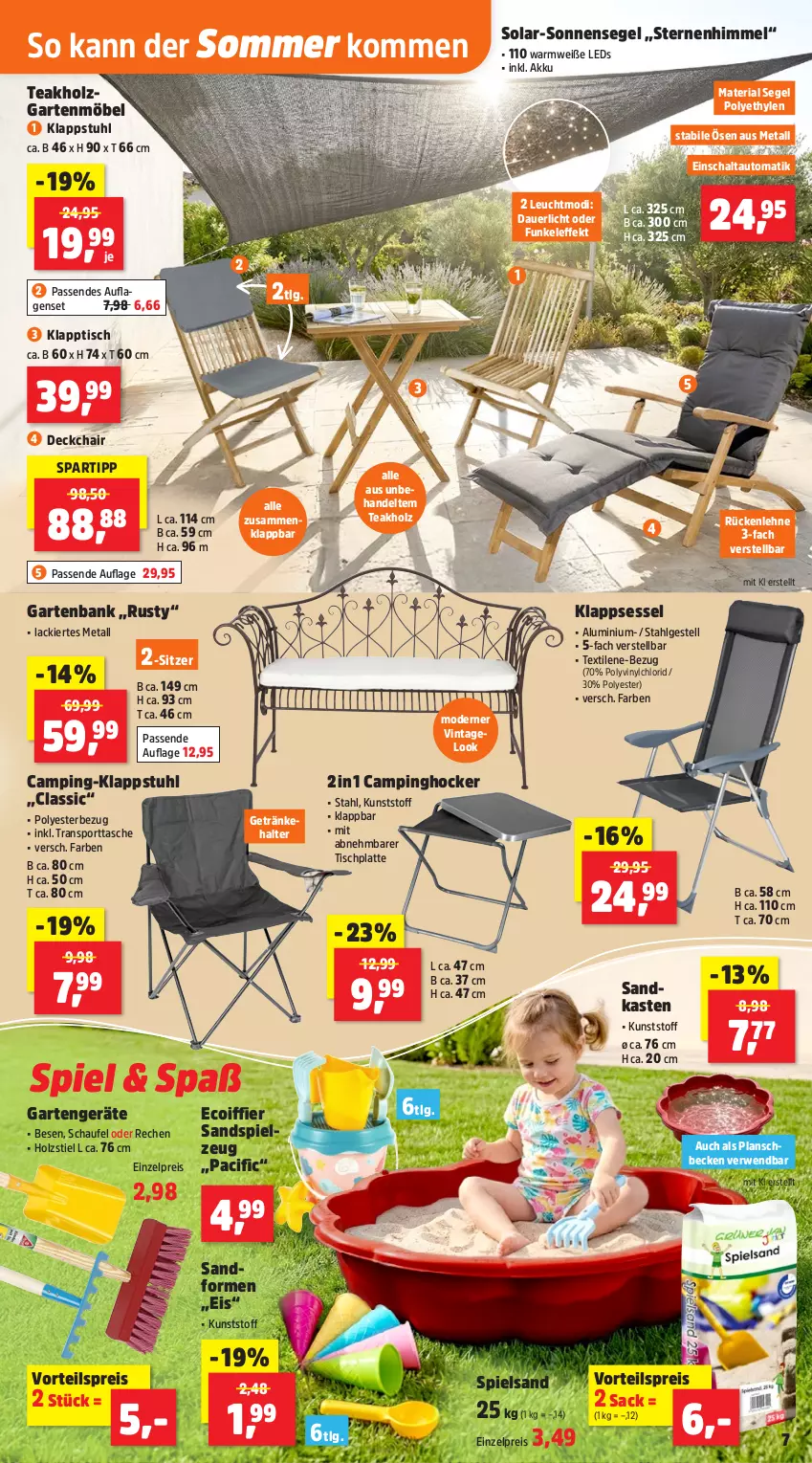 Aktueller Prospekt Thomas Philipps - von 13.04 bis 18.04.2026 - strona 13 - produkty: akku, auer, auto, Bank, Cif, eis, Garten, gartenbank, gartenmöbel, getränk, getränke, getränkehalter, hocker, Holz, HP, klappsessel, klappstuhl, klapptisch, lack, latte, leds, LG, möbel, Mode, ndk, planschbecken, reis, Ria, rückenlehne, rwe, sac, Sandkasten, Schal, sessel, sonnensegel, spartipp, spielsand, Sport, sporttasche, stuhl, Tasche, Ti, tisch, tischplatte, vorteilspreis