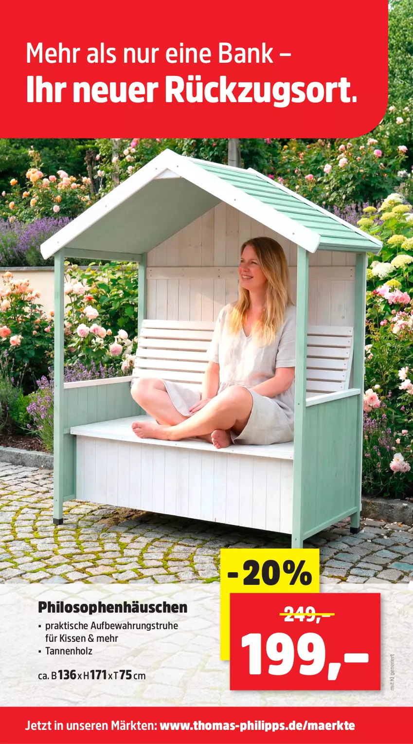 Aktueller Prospekt Thomas Philipps - von 13.04 bis 18.04.2026 - strona 15 - produkty: Bank, Holz, kissen, Ti, tisch