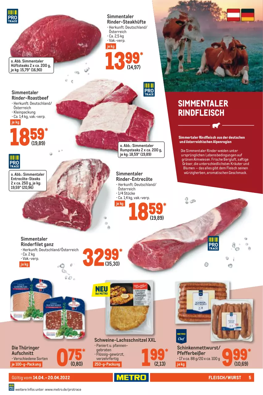 Aktueller Prospekt Metro - Food - von 14.04 bis 20.04.2022 - strona 5 - produkty: aufschnitt, beef, blume, blumen, braten, eis, entrecôte, filet, fleisch, gewürz, hüftsteak, hüftsteaks, kräuter, lachs, mac, Metro, Mett, mettwurst, pfanne, pfannen, pfeffer, Pfefferbeißer, rind, rinder, rinderfilet, rindfleisch, ring, roastbeef, rum, rumpsteak, saft, schinken, schnitzel, schwein, schweine, sim, steak, steakhüfte, steaks, Ti, tisch, wein, weine, wurst