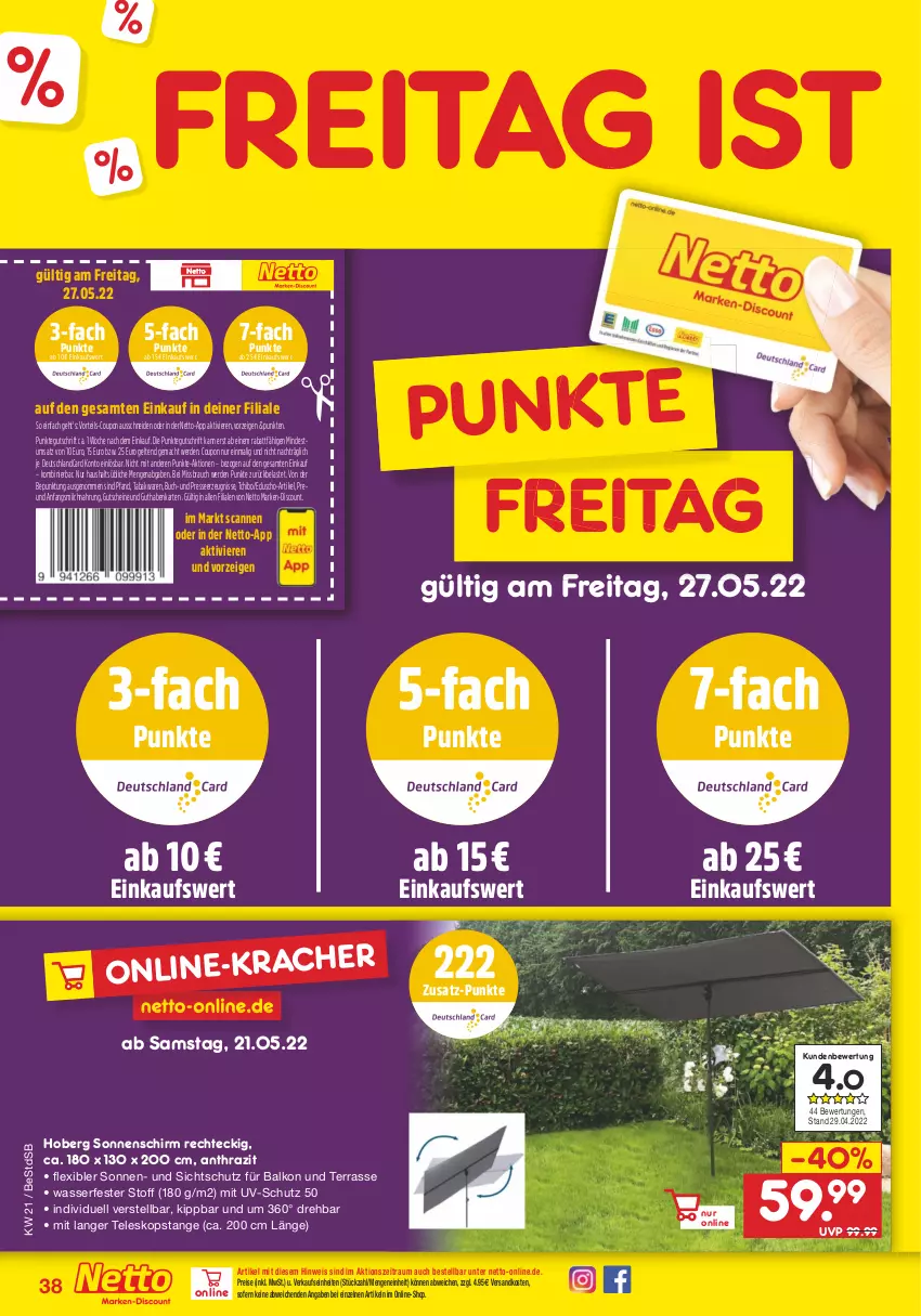 Aktueller Prospekt Netto Marken-Discount - Filial-Angebote - von 23.05 bis 28.05.2022 - strona 38 - produkty: buch, coupon, deutschlandcard, discount, eduscho, eis, elle, erde, guthabenkarte, gutschein, gutscheine, mac, marken-discount, milch, ndk, Rauch, reis, sonnenschirm, Tchibo, Teleskop, Ti, uv-schutz, wasser