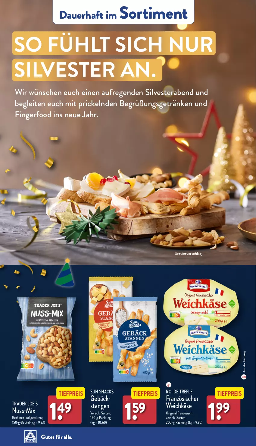 Aktueller Prospekt Aldi Nord - Von Montag - von 23.12 bis 28.12.2024 - strona 29 - produkty: auer, beutel, eis, französischer weichkäse, getränk, getränke, gin, Käse, nuss, reis, salz, snack, snacks, Sun Snacks, Ti, tiefpreis, weichkäse