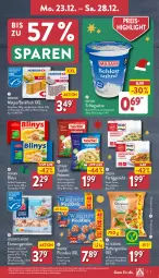 Gazetka promocyjna Aldi Nord - Von Montag - Gazetka - ważna od 28.12 do 28.12.2024 - strona 7 - produkty: aus der tiefkühlung, backfisch, beutel, butter, dovgan, eis, fertiggericht, filet, filets, fisch, frosta, garnelen, gin, kräuter, kuchen, matjes, Matjesfilet, matjesfilets, Nordsee, pelmeni, Pfannkuchen, piccolinis, reis, remoulade, sahne, sauce, schlagsahne, Tasche, taschen, taschki, Ti, wagner, ZTE