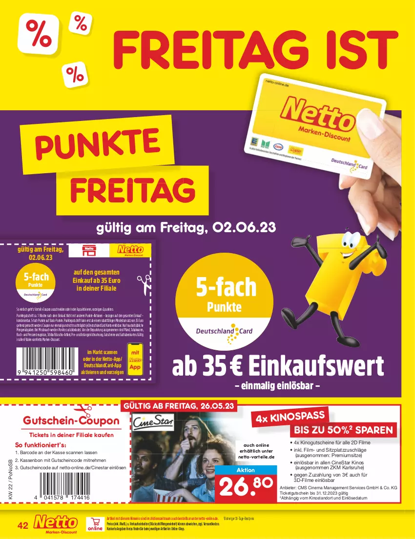 Aktueller Prospekt Netto Marken-Discount - Filial-Angebote - von 30.05 bis 03.06.2023 - strona 42 - produkty: bestpreis, buch, cin, coupon, deutschlandcard, discount, eduscho, eis, erde, guthabenkarte, gutschein, gutscheine, mac, marken-discount, milch, ndk, Rauch, reis, Tchibo, Ti