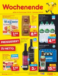 Gazetka promocyjna Netto Marken-Discount - Filial-Angebote - Gazetka - ważna od 03.06 do 03.06.2023 - strona 35 - produkty: Alwa, angebot, bestpreis, bier, bohne, bohnen, Brei, caffè crema, chips, choclait chips, choco crossies, crossies, dornfelder, eis, elle, espresso, käfer, kaffee, kaffeebohnen, Lagerbier, lungo, mineralwasser, natur, natürliches mineralwasser, oder espresso, pizza, reis, reiss, rel, Ti, volvic, wagner, wasser, wein, ZTE