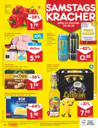 Gazetka promocyjna Netto Marken-Discount - Filial-Angebote - Gazetka - ważna od 03.06 do 03.06.2023 - strona 44 - produkty: angebot, angebote, bestpreis, bohne, bohnen, bohnenkaffee, butter, discount, drink, eis, energy drink, fleisch, gin, hähnchen-schenkel, henkel, Holz, jacobs, kaffee, kracher, limo, limonade, limonaden, löslicher bohnenkaffee, marken-discount, monster, Monster Energy, ndk, orange, paprika, paprika rot, reis, schenkel, Streichzart, Ti, weihenstephan, wurst, wurst in selbstbedienung, ZTE