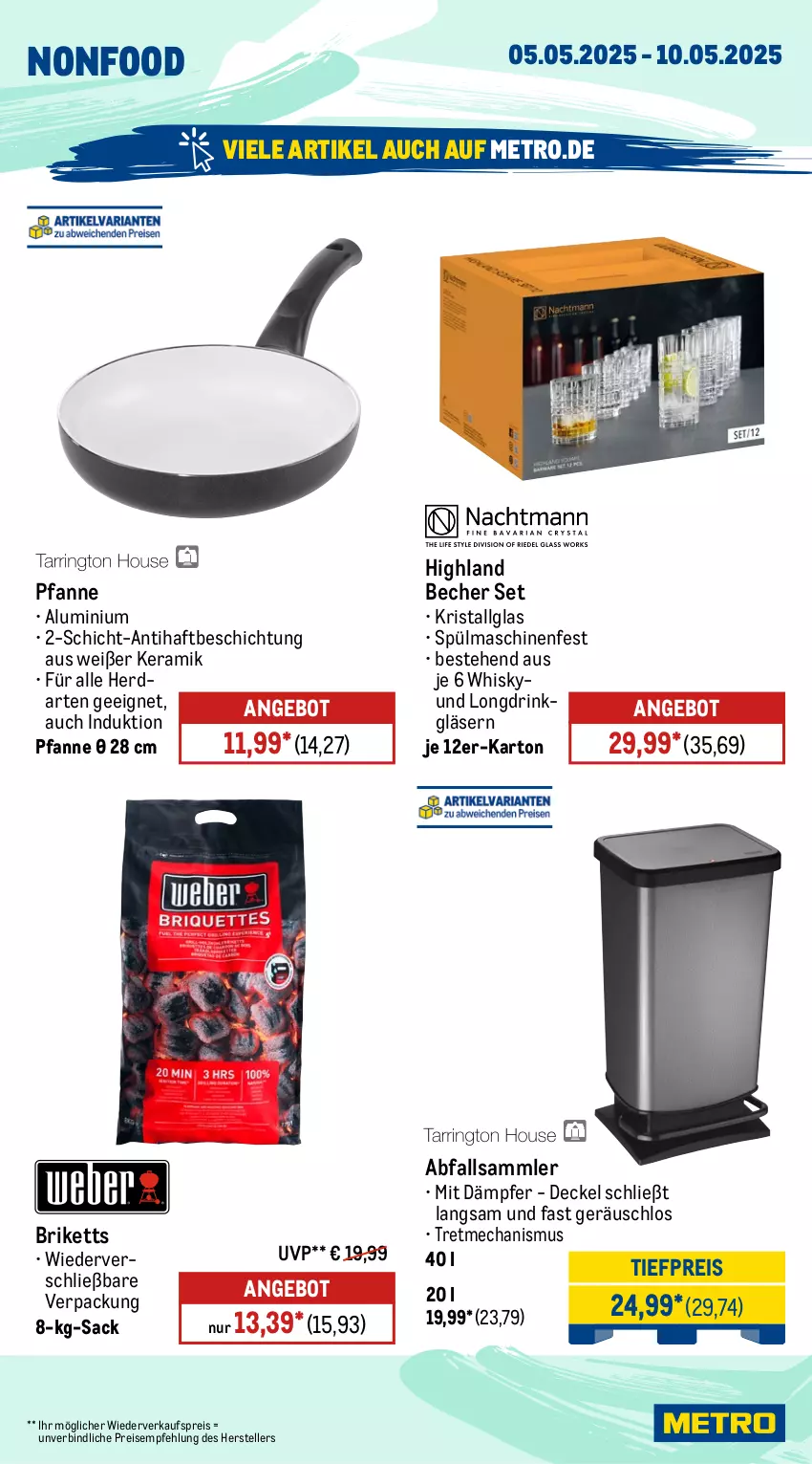 Aktueller Prospekt Metro - Wochen-Angebote - von 05.05 bis 10.05.2025 - strona 17 - produkty: angebot, Becher, briketts, decke, Deckel, drink, eis, elle, Gläser, herdarten, LG, Metro, pfanne, reis, sac, spülmaschinen, teller, Ti, tiefpreis, whisky