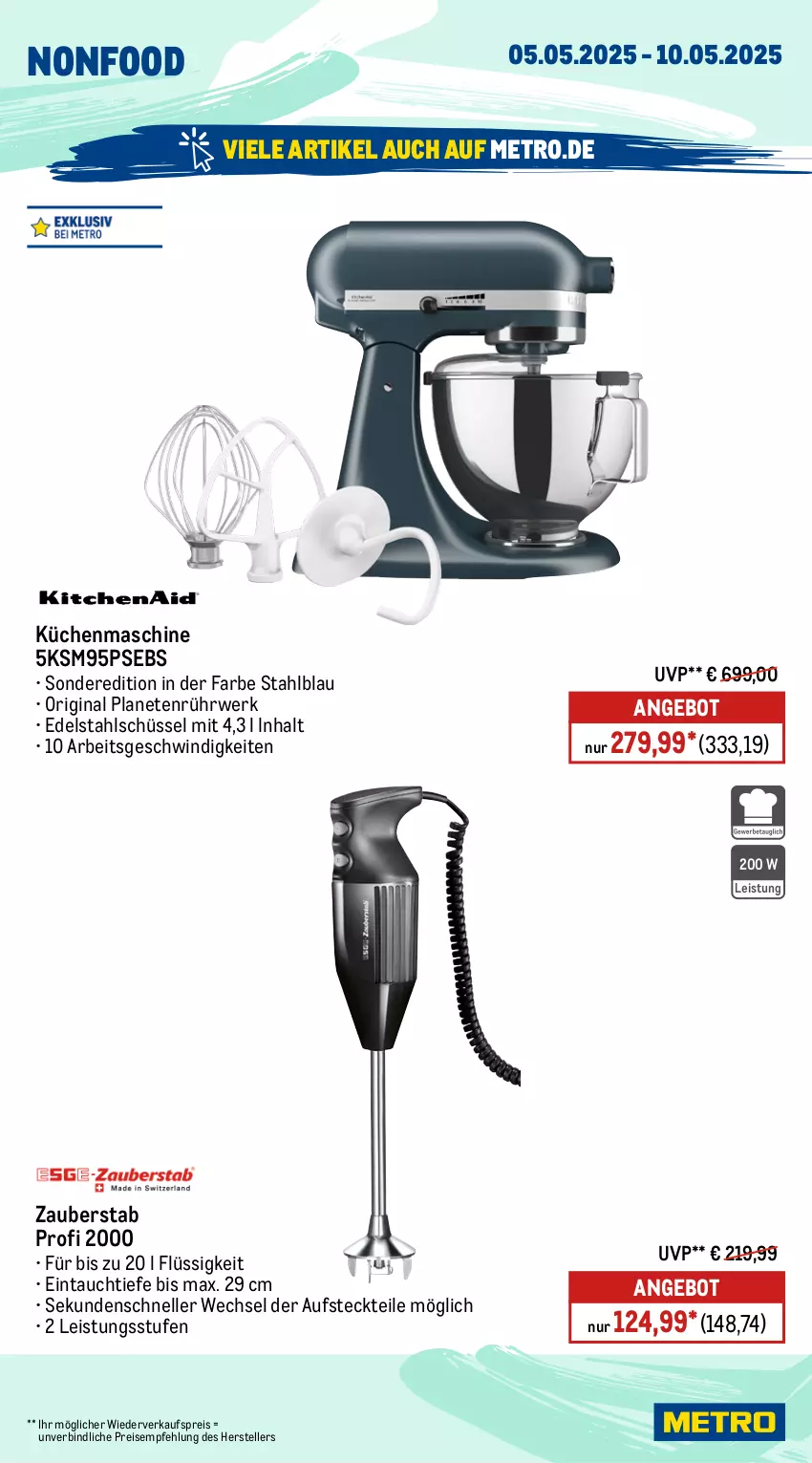 Aktueller Prospekt Metro - Wochen-Angebote - von 05.05 bis 10.05.2025 - strona 19 - produkty: angebot, edelstahl, eis, elle, gin, küche, Küchen, küchenmaschine, Metro, reis, rwe, schüssel, teller, Ti