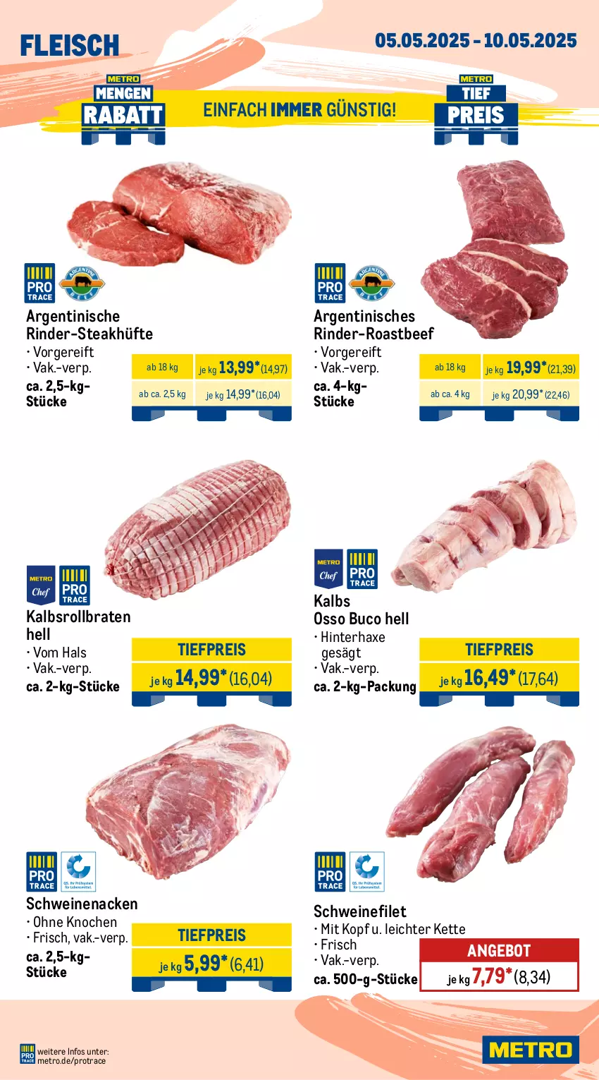 Aktueller Prospekt Metro - Wochen-Angebote - von 05.05 bis 10.05.2025 - strona 2 - produkty: angebot, axe, beef, braten, eis, filet, fleisch, Haxe, Kette, Metro, reis, rind, rinder, roastbeef, rollbraten, schwein, schweine, schweinefilet, schweinenacken, steak, steakhüfte, Ti, tiefpreis, wein, weine