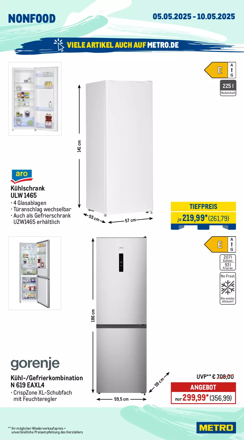 Aktueller Prospekt Metro - Wochen-Angebote - von 05.05 bis 10.05.2025 - strona 20 - produkty: angebot, eis, elle, gefrierkombination, gefrierschrank, kühlschrank, Metro, reis, Schrank, teller, Ti, tiefpreis, türanschlag wechselbar