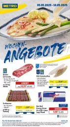 Gazetka promocyjna Metro - Wochen-Angebote - Gazetka - ważna od 10.05 do 10.05.2025 - strona 1 - produkty: abholpreise, angebot, angebote, beere, beeren, drink, eis, energy drink, entrecôte, erdbeere, erdbeeren, filet, fisch, fische, Fischer, ilag, Metro, metro gastro, Rauch, red bull, reis, rind, rinder, rwe, Schere, scholl, Ti, tiefpreis, Wild