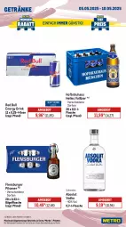 Gazetka promocyjna Metro - Wochen-Angebote - Gazetka - ważna od 10.05 do 10.05.2025 - strona 13 - produkty: Absolut Vodka, angebot, bier, bügel, bügelflasche, burger, drink, elle, energy drink, flasche, flensburger, getränk, getränke, Palette, pils, pilsener, red bull, Ti, vodka