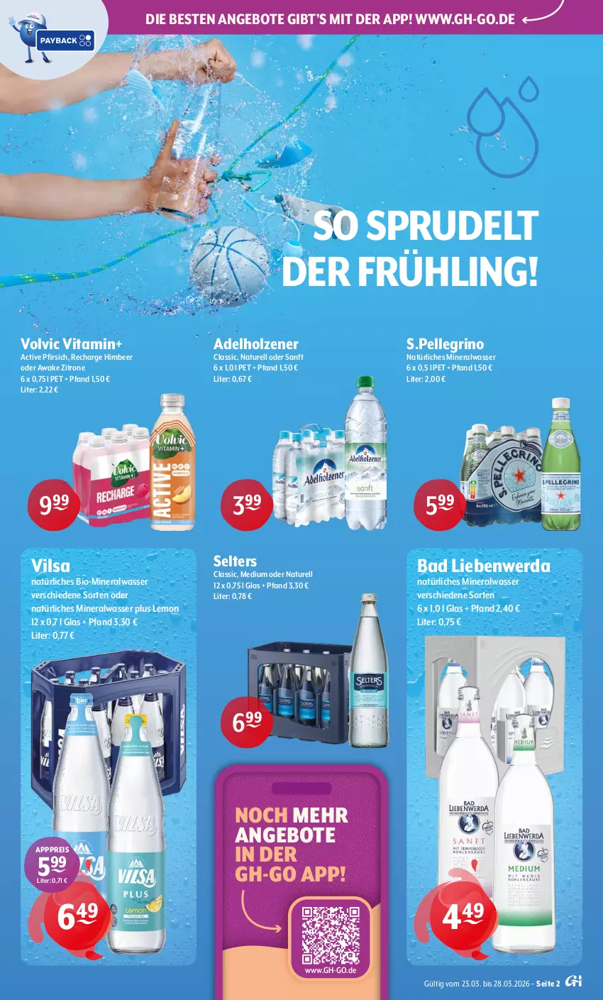 Aktueller Prospekt Getraenke Hoffmann - Prospekte - von 23.03 bis 28.03.2026 - strona 2 - produkty: adelholzener, Alwa, angebot, angebote, Bad, Bad Liebenwerda, bio, eis, elle, himbeer, Holz, mineralwasser, natur, natürliches mineralwasser, pfirsich, reis, rel, Selters, Sprudel, Ti, vilsa, vita, volvic, wasser, zitrone