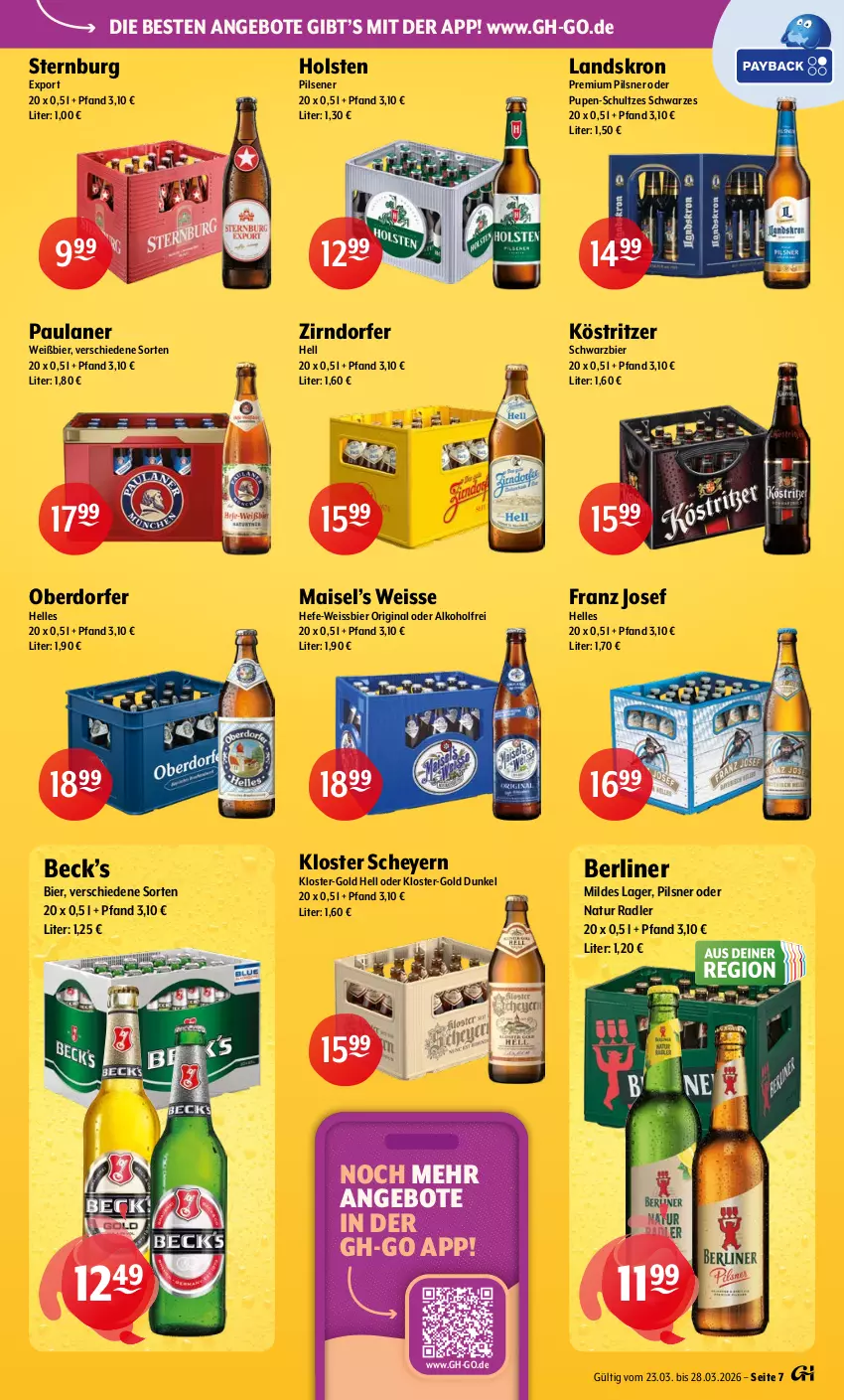 Aktueller Prospekt Getraenke Hoffmann - Prospekte - von 23.03 bis 28.03.2026 - strona 7 - produkty: alkohol, angebot, angebote, berliner, bier, eis, elle, gin, Hefe, holsten, köstritzer, mais, natur, natur radler, Paula, paulaner, pils, pilsener, pilsner, premium pils, radler, Sternburg, Ti, weissbier