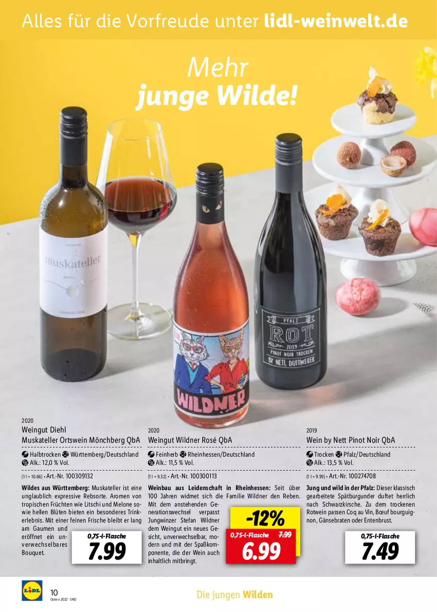 Aktueller Prospekt Lidl - Entkork Magazin - von 09.03 bis 24.04.2022 - strona 10 - produkty: Bau, braten, burgunder, elle, ente, Entenbrust, flasche, kirsch, kirsche, melone, ring, rwe, teller, Ti, wein, Wild