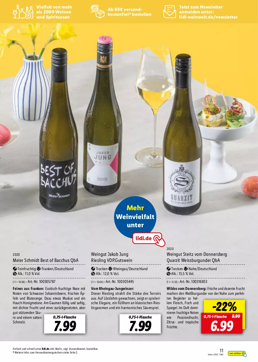 Aktueller Prospekt Lidl - Entkork Magazin - von 09.03 bis 24.04.2022 - strona 11 - produkty: ACC, beere, burgunder, eier, eis, elle, ente, flasche, frucht, gutschein, mac, melone, ndk, orange, saft, spirituosen, Ti, tisch, versandkostenfrei, wein, weine, Wild, ZTE