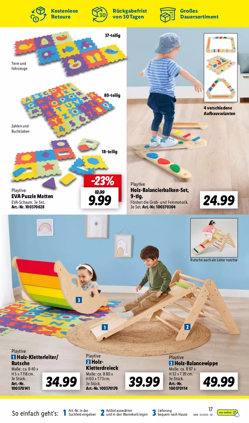 Aktueller Prospekt Lidl - Aktuelle Onlineshop-Highlights - von 01.03 bis 31.03.2024 - strona 17 - produkty: auer, Bau, buch, Holz, korb, LG, Puzzle, Ria, Ti, Tiere