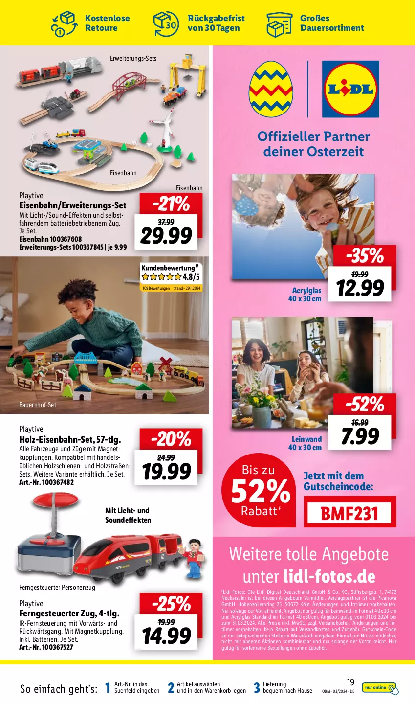 Aktueller Prospekt Lidl - Aktuelle Onlineshop-Highlights - von 01.03 bis 31.03.2024 - strona 19 - produkty: angebot, angebote, auer, batterie, batterien, Bau, Bauer, eis, Eisenbahn, elle, gutschein, Holz, korb, LG, ndk, reis, Ria, ring, rwe, Ti