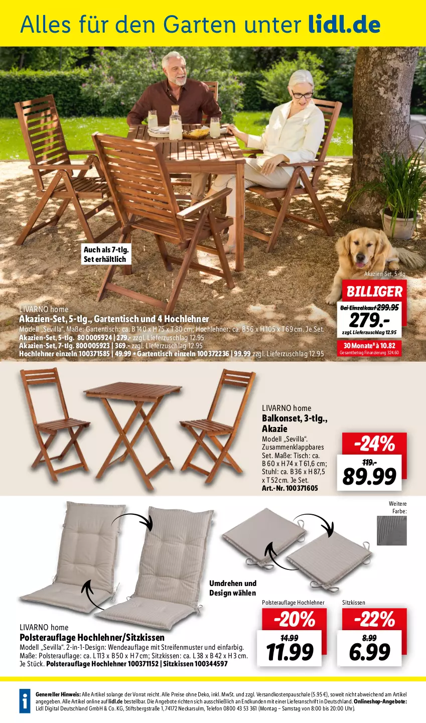 Aktueller Prospekt Lidl - Aktuelle Onlineshop-Highlights - von 01.03 bis 31.03.2024 - strona 2 - produkty: angebot, angebote, Balkonset, dell, eis, elle, Garten, gartentisch, kissen, LG, Mode, ndk, reifen, reis, rel, Schal, Schale, sitzkissen, stuhl, telefon, Ti, tisch, uhr, ZTE