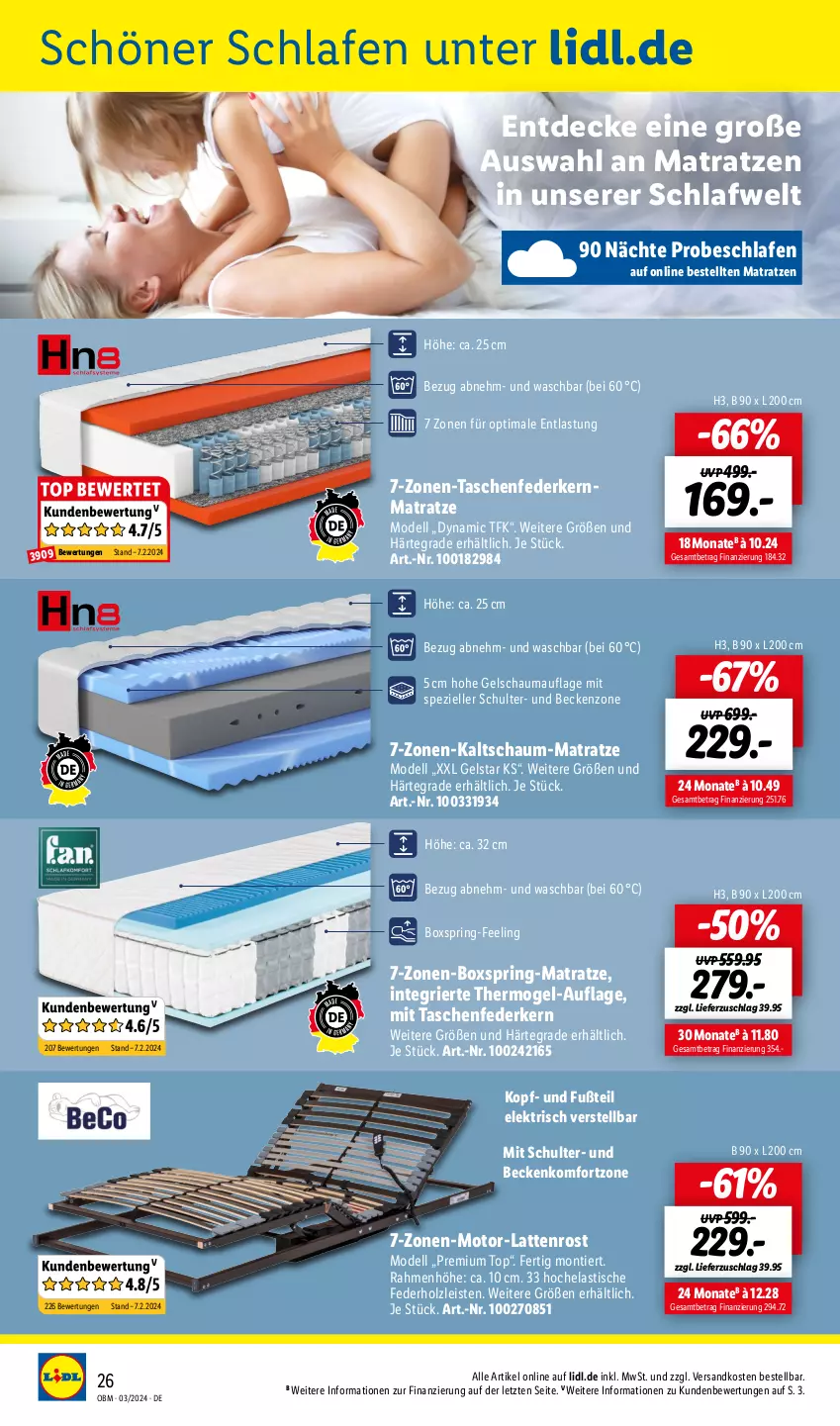 Aktueller Prospekt Lidl - Aktuelle Onlineshop-Highlights - von 01.03 bis 31.03.2024 - strona 26 - produkty: asti, decke, dell, eis, elle, federkern, federkernmatratze, Hela, Holz, kaltschaum-matratze, Kenzo, kernmatratze, latte, lattenrost, matratze, matratzen, Mode, ndk, ring, schauma, Spezi, Tasche, taschen, taschenfederkernmatratze, Ti, tisch, ZTE