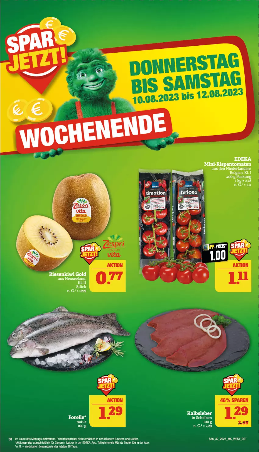 Aktueller Prospekt Marktkauf - Prospekt - von 06.08 bis 12.08.2023 - strona 38 - produkty: aktionspreis, Bau, deka, eis, Elan, fisch, frischfisch, Kalbsleber, LG, mini-rispentomaten, nuss, reis, rispentomaten, Ti, tomate, tomaten