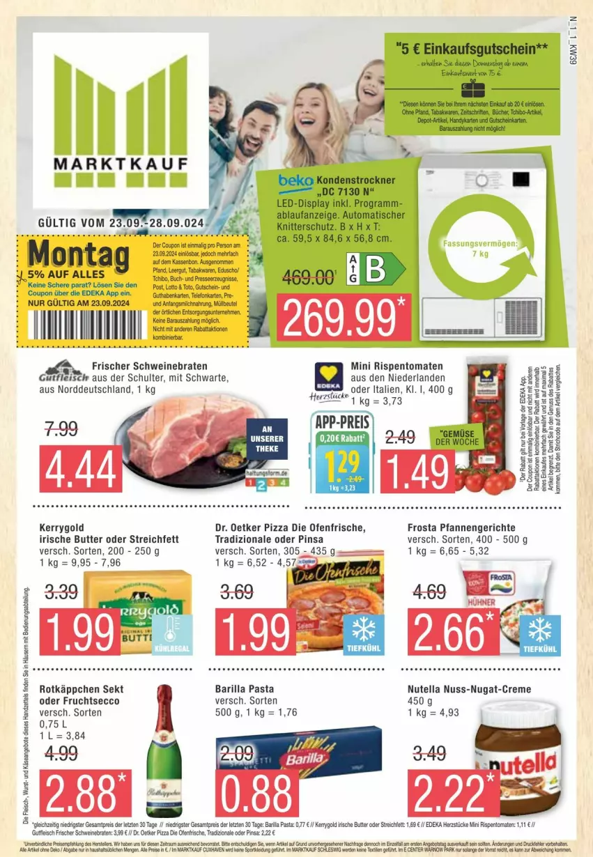 Aktueller Prospekt Edeka - Prospekte - von 21.09 bis 28.09.2024 - strona 1 - produkty: Abtei, angebot, angebote, auto, barilla, beko, braten, butter, coupon, creme, deka, die ofenfrische, Dr. Oetker, ecco, eis, ente, fleisch, frosta, frucht, fruchtsecco, gutfleisch, gutschein, Handy, irische butter, Käse, kerrygold, nuss, nuss-nugat-creme, nutella, Ofen, pasta, pfanne, pfannen, pizza, reis, rel, rispentomaten, rotkäppchen, Schere, schwein, schweine, schweinebraten, sekt, Ti, tisch, tomate, tomaten, tradizionale, Trockner, wein, weine, wurst, ZTE