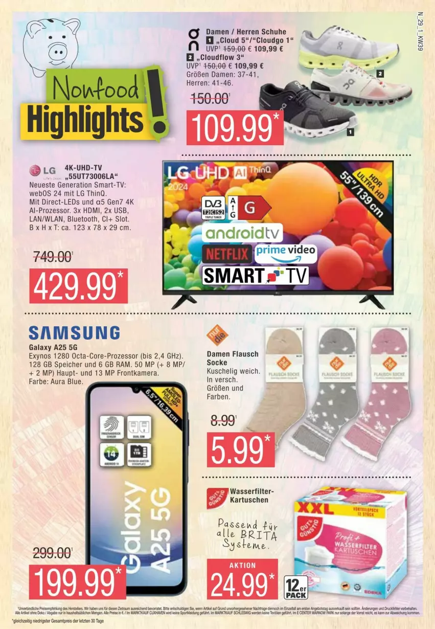 Aktueller Prospekt Edeka - Prospekte - von 21.09 bis 28.09.2024 - strona 29 - produkty: eis, frontkamera, HDMI, kamera, leds, LG, reis, Ria, Samsung, samsung galaxy, Samsung Galaxy A, schuhe, Ti, uhd, UHD-TV, usb, wasser, ZTE