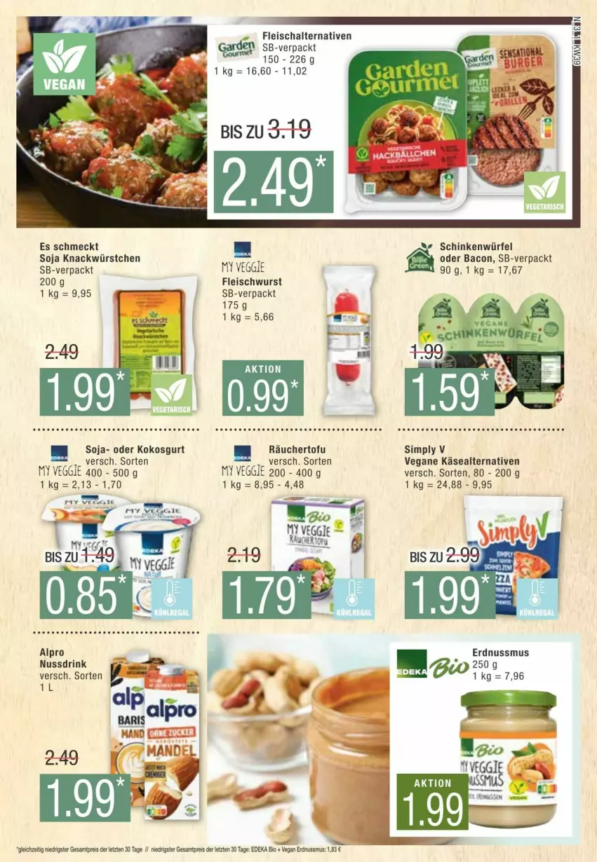 Aktueller Prospekt Edeka - Prospekte - von 21.09 bis 28.09.2024 - strona 3 - produkty: alpro, bacon, bio, deka, drink, edeka bio, eis, erdnuss, fleisch, Fleischalternative, fleischwurst, Käse, kokos, nuss, Nussdrink, reis, Schal, schinken, sim, soja, ssd, Ti, Tofu, veggie, würfel, wurst, würstchen, ZTE