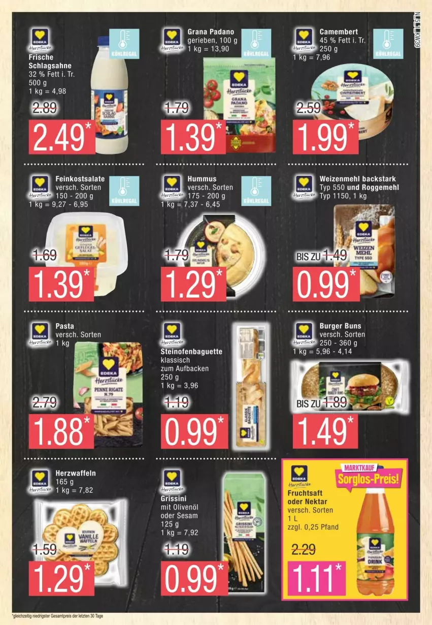 Aktueller Prospekt Edeka - Prospekte - von 21.09 bis 28.09.2024 - strona 5 - produkty: baguette, eis, feinkost, feinkostsalate, grana, grana padano, hummus, mehl, Ofen, olive, oliven, olivenöl, padano, Rana, reis, sahne, salat, salate, schlagsahne, sesam, steinofen, Ti, tuc, waffeln, Wanne, weizenmehl, ZTE