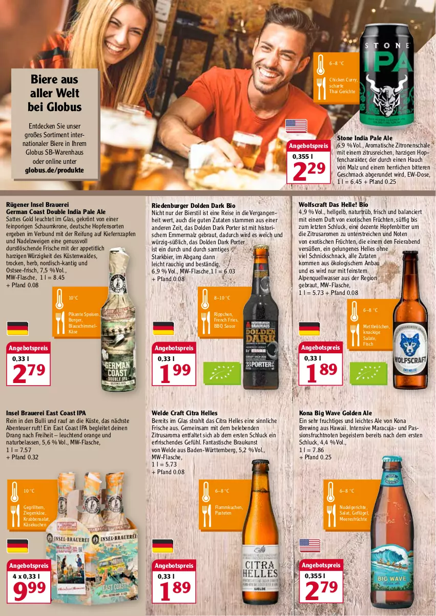 Aktueller Prospekt Globus - Prospekte - von 18.04 bis 23.04.2022 - strona 2 - produkty: angebot, angebotspreis, asti, auer, Bad, Bau, bier, Biere, bio, brötchen, burger, curry, decke, eier, eis, elle, ente, fanta, fisch, flammkuchen, flasche, frucht, früchte, früchten, Geflügel, Germ, grill, Käse, käsekuchen, krone, kuchen, lamm, Leuchte, leuchten, LG, mac, malz, maracuja, meeresfrüchte, Mett, mw-flasche, natur, nudel, Nudelgericht, nuss, orange, passionsfrucht, pastete, Rauch, reis, Rügener, salat, salate, saro, sauce, Schal, Schale, Ti, tisch, wasser, ziegenkäse, zitrone, zitronen, ZTE