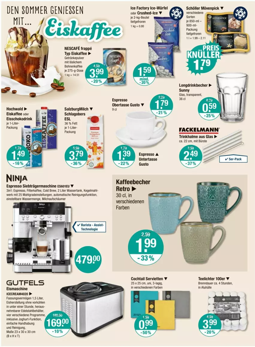 Aktueller Prospekt Vmarkt - Prospekte - von 03.07 bis 09.07.2025 - strona 12 - produkty: auer, auto, Becher, Behälter, beutel, bohne, bohnen, bohnenkaffee, bürste, drink, edelstahl, eis, eiskaffee, eismaschine, espresso, fackelmann, filterkaffee, Germ, getränk, getränke, getränkepulver, hochwald, joghur, joghurt, kaffee, kaffeebecher, LG, milch, milchaufschäumer, mövenpick, nescafe, Reinigung, salz, SalzburgMilch, schoko, Schöller, Serviette, servietten, tasse, tee, Teelicht, teelichte, Ti, tisch, Trinkhalme, wasser, wassertank, würfel