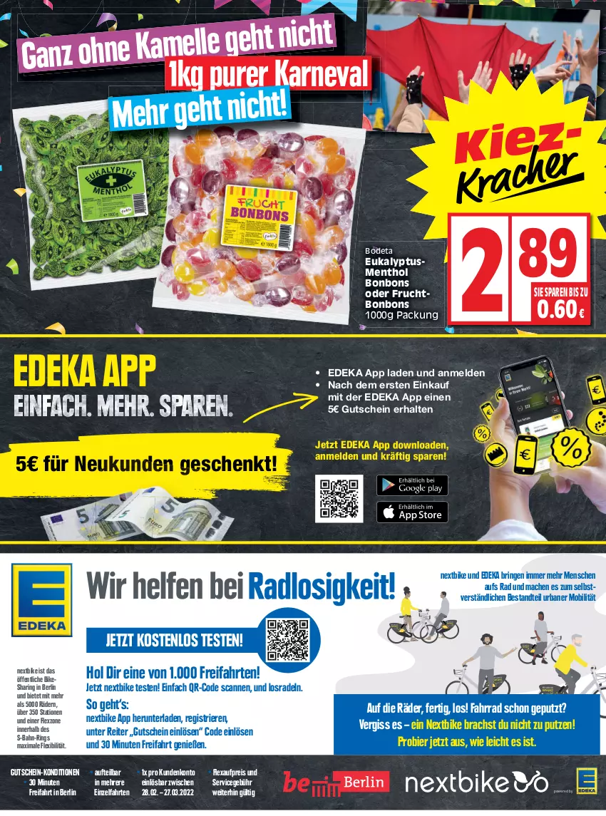 Aktueller Prospekt Edeka - Angebote der Woche - von 28.02 bis 05.03.2022 - strona 2 - produkty: bier, bonbons, deka, eis, Fahrrad, frucht, gutschein, mac, reis, ring, Ti, top-preis