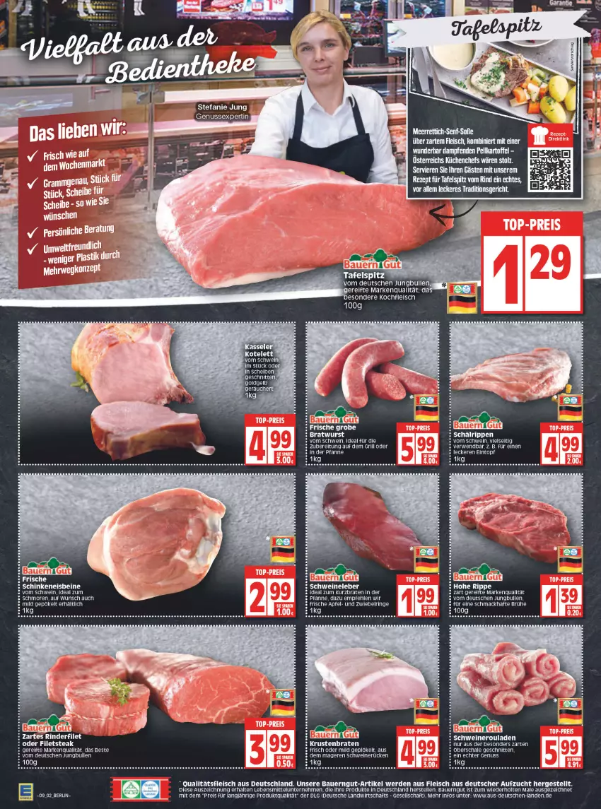 Aktueller Prospekt Edeka - Angebote der Woche - von 28.02 bis 05.03.2022 - strona 4 - produkty: apfel, auer, Bau, Bauer, bauerngut, braten, Brühe, eier, eintopf, eis, elle, ente, erde, filet, filets, fleisch, jungbullen, krustenbraten, küche, Küchen, lebensmittel, LG, mac, nero, pfanne, reis, rel, ring, Rippen, rouladen, rwe, Schal, Schale, schnitten, schwein, schweine, Schweineleber, Schweineroulade, schweinerücken, steak, tafelspitz, Ti, topf, wein, weine, zwiebel