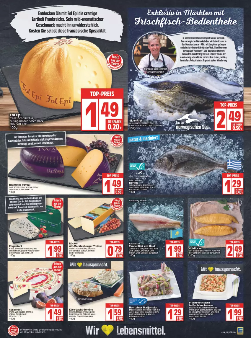 Aktueller Prospekt Edeka - Angebote der Woche - von 28.02 bis 05.03.2022 - strona 7 - produkty: Abtei, aeg, Beemster, braten, burger, decke, dressing, eis, elle, fisch, fischtheke, fleisch, fol epi, frischkäse, frischkäsezubereitung, gewürz, gurke, gurken, holsteiner, ideal zum braten, Käse, knoblauch, kräuter, lachs, leine, LG, mac, matjes, milch, nuss, rapsöl, Räucherlachs, reis, Rettich, rwe, sac, salat, Salatgurke, salatgurken, sauce, schnitten, schnittkäse, Spezi, stauden, steiner, terrine, Ti, Tilsiter, tisch, top-preis, Zander, ZTE, zwiebel, zwiebeln