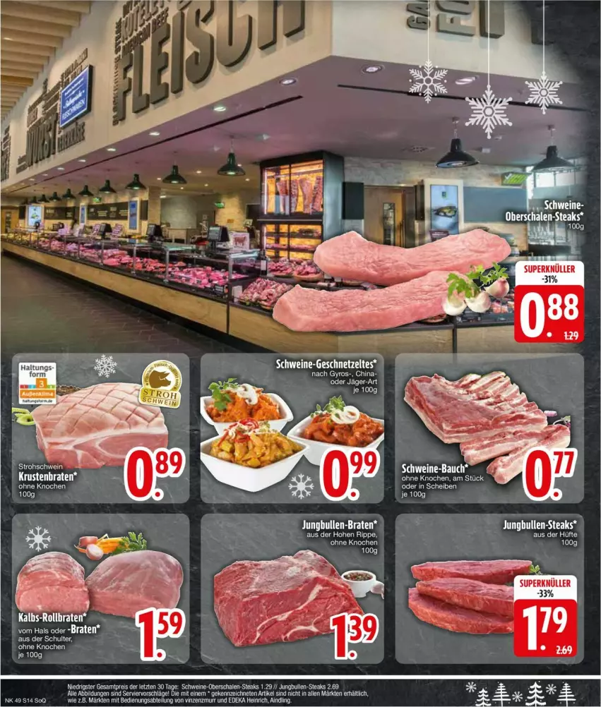 Aktueller Prospekt Edeka - Prospekte - von 02.12 bis 07.12.2024 - strona 16 - produkty: Abtei, Bau, braten, deka, eis, ente, jungbullen, krustenbraten, reis, rollbraten, Schal, Schale, schwein, schweine, schweine-bauch, steak, steaks, Ti, wein, weine, ZTE