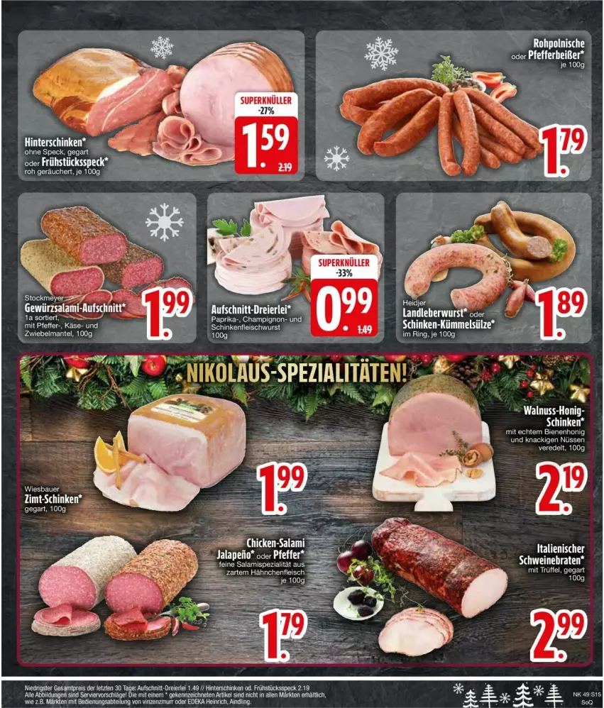 Aktueller Prospekt Edeka - Prospekte - von 02.12 bis 07.12.2024 - strona 17 - produkty: Abtei, deka, eier, honig, landleberwurst, leberwurst, salami, schinken, Spezi, tee, Ti, wurst