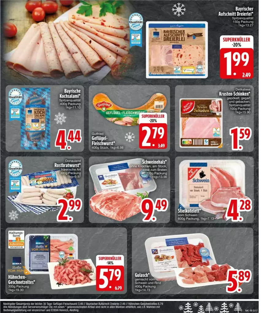 Aktueller Prospekt Edeka - Prospekte - von 02.12 bis 07.12.2024 - strona 19 - produkty: eis, ente, fleisch, fleischwurst, Geflügel, salami, spitzenqualität, Ti, wurst