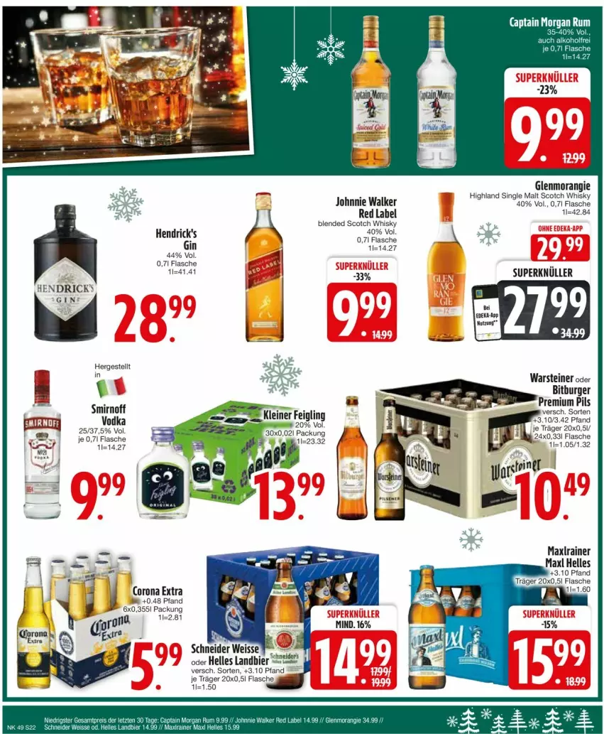 Aktueller Prospekt Edeka - Prospekte - von 02.12 bis 07.12.2024 - strona 24 - produkty: bier, bitburger, blended scotch, blended scotch whisky, burger, Cap, captain morgan, corona, corona extra, elle, flasche, gin, johnnie walker, Maxl Helles, Maxlrainer, pils, premium pils, rum, scotch, scotch whisky, single malt, smirnoff, steiner, Ti, vodka, warsteiner, whisky