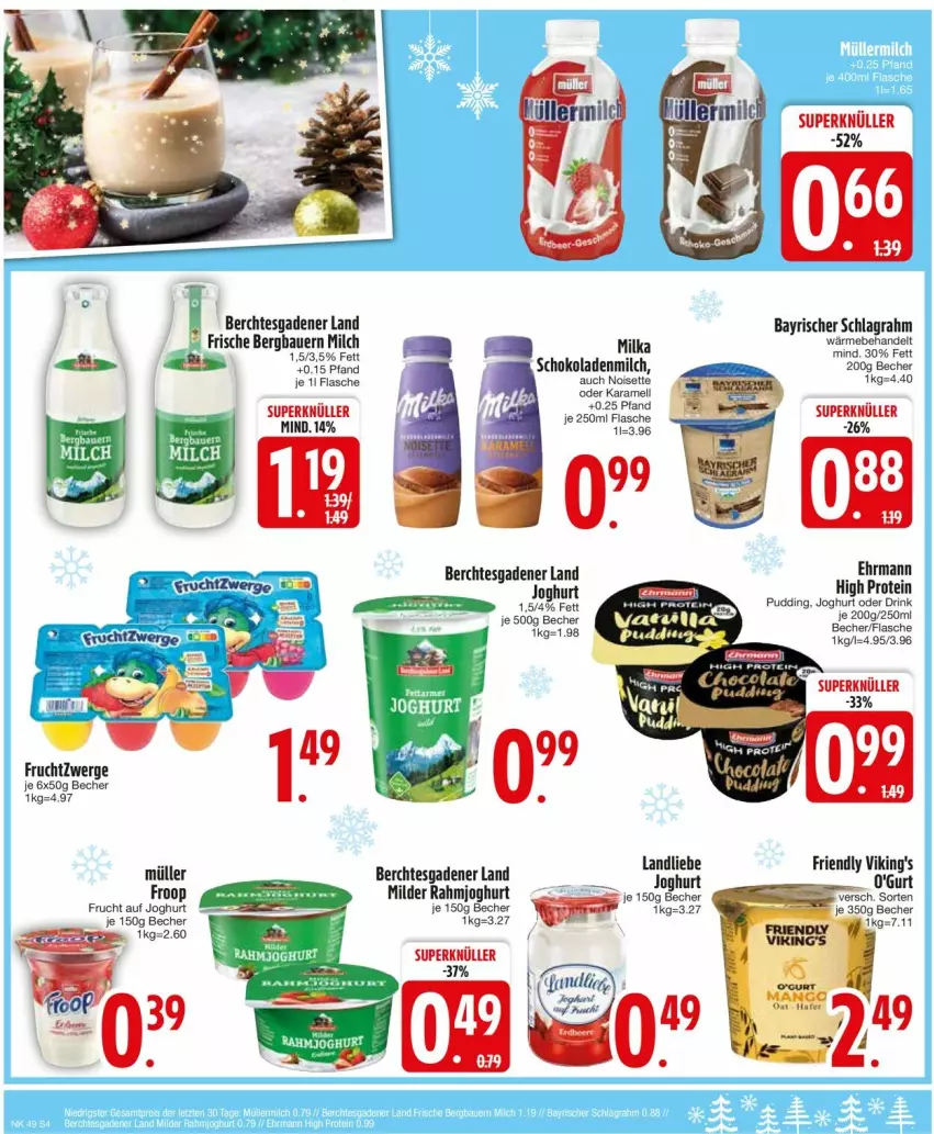 Aktueller Prospekt Edeka - Prospekte - von 02.12 bis 07.12.2024 - strona 6 - produkty: auer, Bau, Bauer, Becher, deo, drink, ehrmann, flasche, froop, frucht, fruchtzwerge, joghur, joghurt, karamell, landliebe, milch, milka, Müller, pudding, rahmjoghurt, ring, schlagrahm, schoko, schokolade, schokoladen