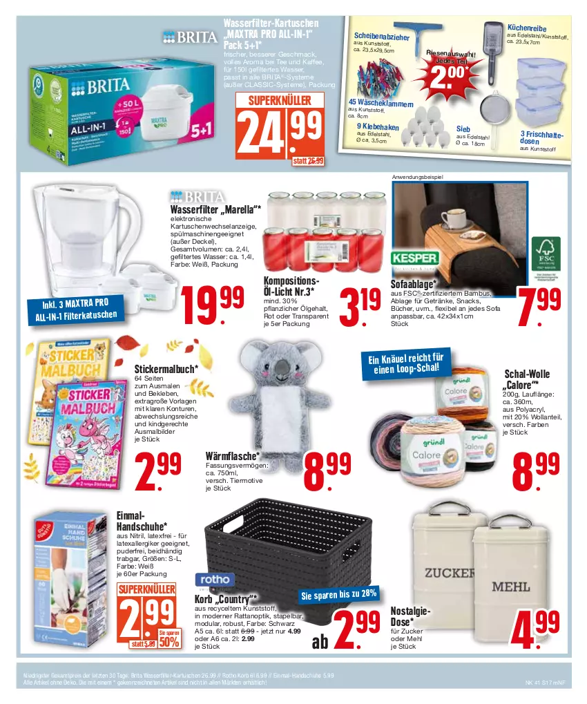 Aktueller Prospekt Edeka - Angebote der Woche - von 09.10 bis 14.10.2023 - strona 17 - produkty: bambus, brita, buch, decke, Deckel, edelstahl, eis, Elan, Elektro, flasche, frischhaltedosen, getränk, getränke, handschuhe, kaffee, Klammern, korb, küche, Küchen, Küchenreibe, lamm, LG, mac, Malbuch, Maxtra, mehl, Mode, reis, rel, Schal, schuhe, snack, snacks, Sofa, spülmaschinen, tee, Ti, wasser, wasserfilter, wolle, ZTE, zucker