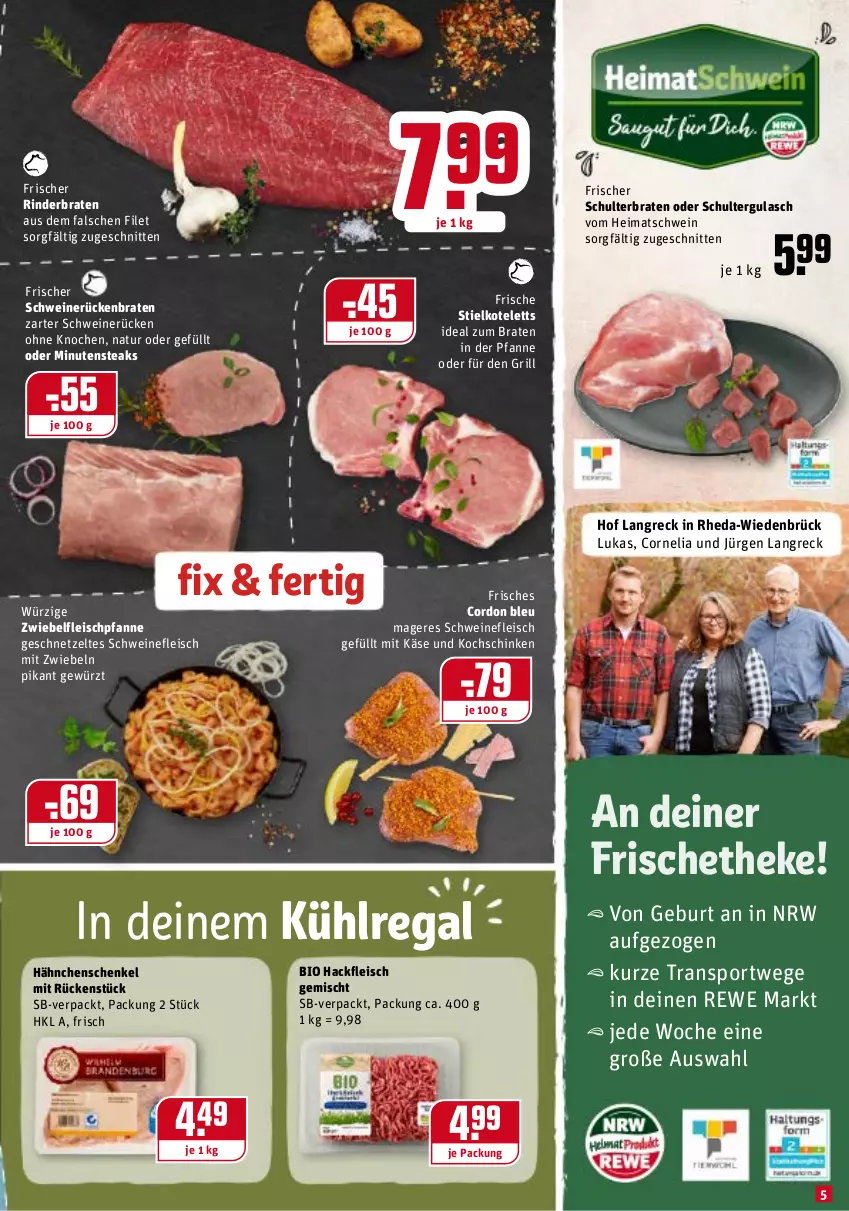 Aktueller Prospekt Rewe - REWE Ihr Kaufpark - von 03.01 bis 08.01.2022 - strona 5 - produkty: bio, braten, cordon bleu, eis, filet, fleisch, geschnetzeltes, gewürz, grill, gulasch, hackfleisch, hackfleisch gemischt, hähnchenschenkel, henkel, HP, ideal zum braten, Käse, kochschinken, kotelett, kühlregal, minutensteaks, mit zwiebeln, natur, pfanne, regal, rind, rinder, rinderbraten, Rückenbraten, schenkel, schinken, schnitten, schwein, schweine, schweinefleisch, schweinerücken, Sport, steak, steaks, Ti, wein, weine, Zelt, zwiebel, zwiebeln