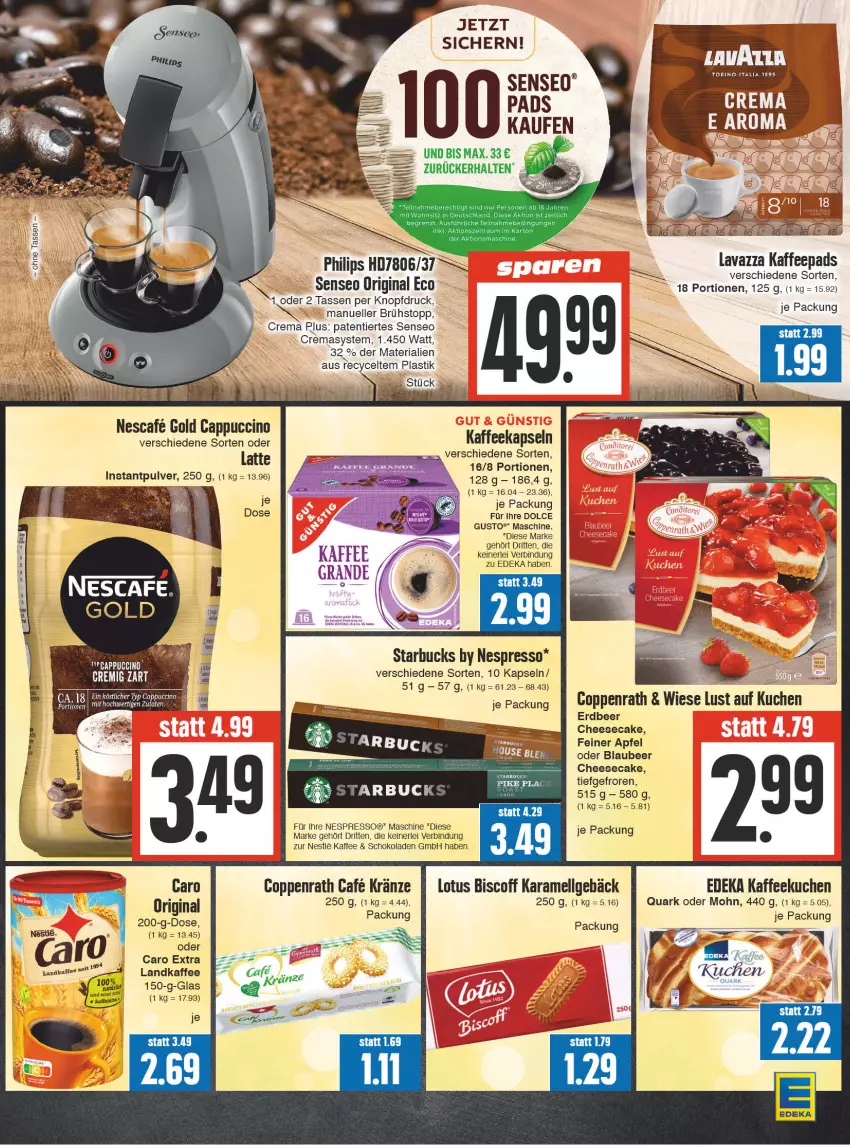 Aktueller Prospekt Edeka - Angebote der Woche - von 25.09 bis 30.09.2023 - strona 13 - produkty: apfel, asti, biscoff, Blaubeer, Cap, cappuccino, cheesecake, cin, coppenrath, deka, dolce gusto, elle, espresso, gin, kaffee, kaffeekapseln, kaffeepads, karamell, kuchen, latte, lavazza, LG, Lust auf Kuchen, ndk, nescafe, nespresso, quark, Ria, schoko, schokolade, schokoladen, senseo, starbucks, tasse, Ti