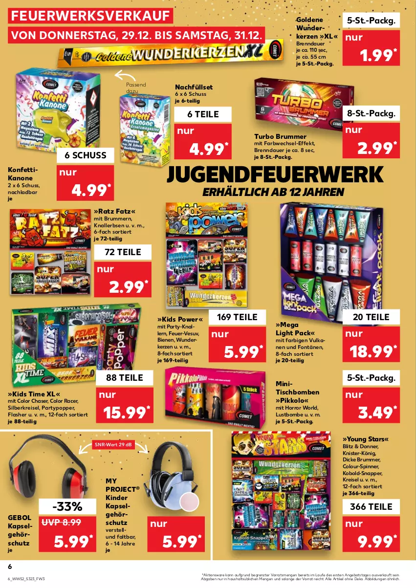 Aktueller Prospekt Kaufland - von 29.12 bis 31.12.2022 - strona 6 - produkty: acer, angebot, auer, eis, erbsen, Jugendfeuerwerk, kerze, Kinder, Knallerbsen, LG, Popp, reis, rum, rwe, Ti, tisch, Tischbomben, Yo, ZTE