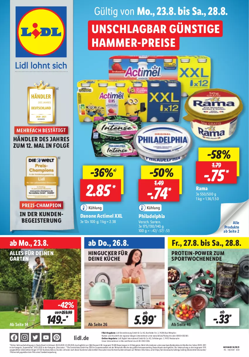 Aktueller Prospekt Lidl - Aktionsprospekt - von 23.08 bis 28.08.2021 - strona 1