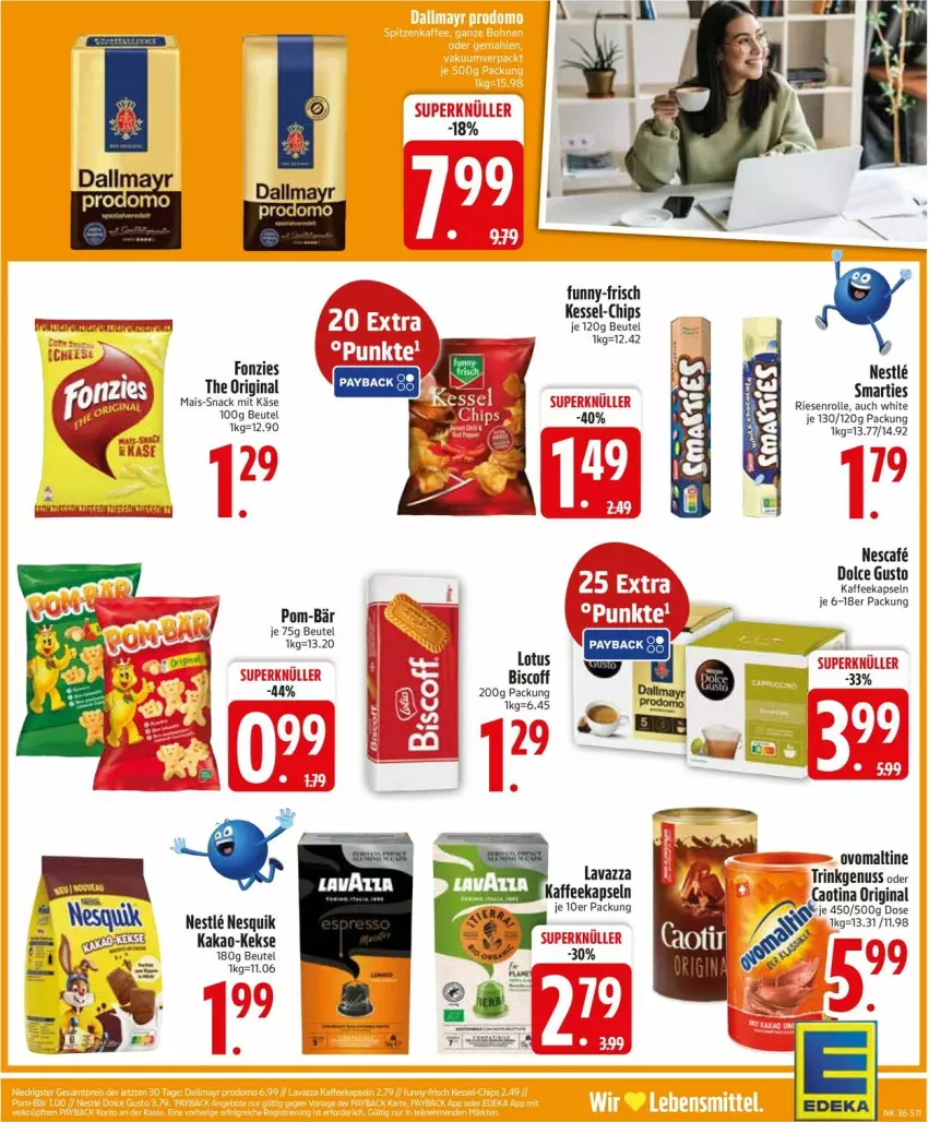 Aktueller Prospekt Edeka - Prospekte - von 01.09 bis 06.09.2025 - strona 13 - produkty: beutel, biscoff, chips, dolce gusto, funny-frisch, gin, kaffee, kaffeekapseln, kakao, Käse, keks, kekse, mais, nesquik, nuss, pom-bär, snack, Ti