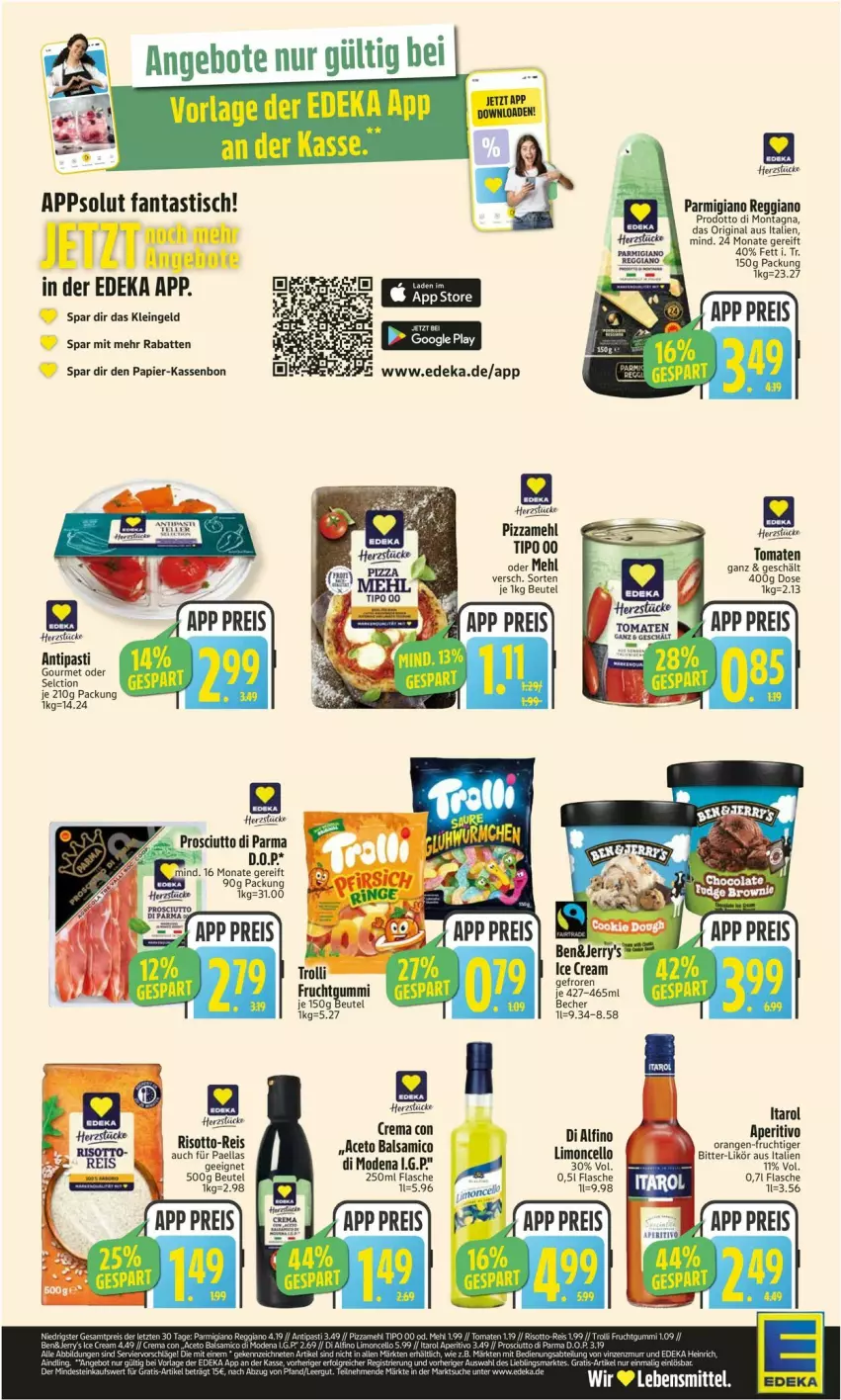 Aktueller Prospekt Edeka - Prospekte - von 01.09 bis 06.09.2025 - strona 2 - produkty: aceto, aceto balsamico, antipasti, asti, balsam, balsamico, Becher, beutel, deka, eis, fanta, flasche, frucht, fruchtgummi, gin, likör, limo, mehl, Mode, paella, papier, parmigiano, parmigiano reggiano, pizza, Pizzamehl, prosciutto, Prosciutto di Parma, reggiano, reis, risotto, Ti, tisch, tomate, tomaten