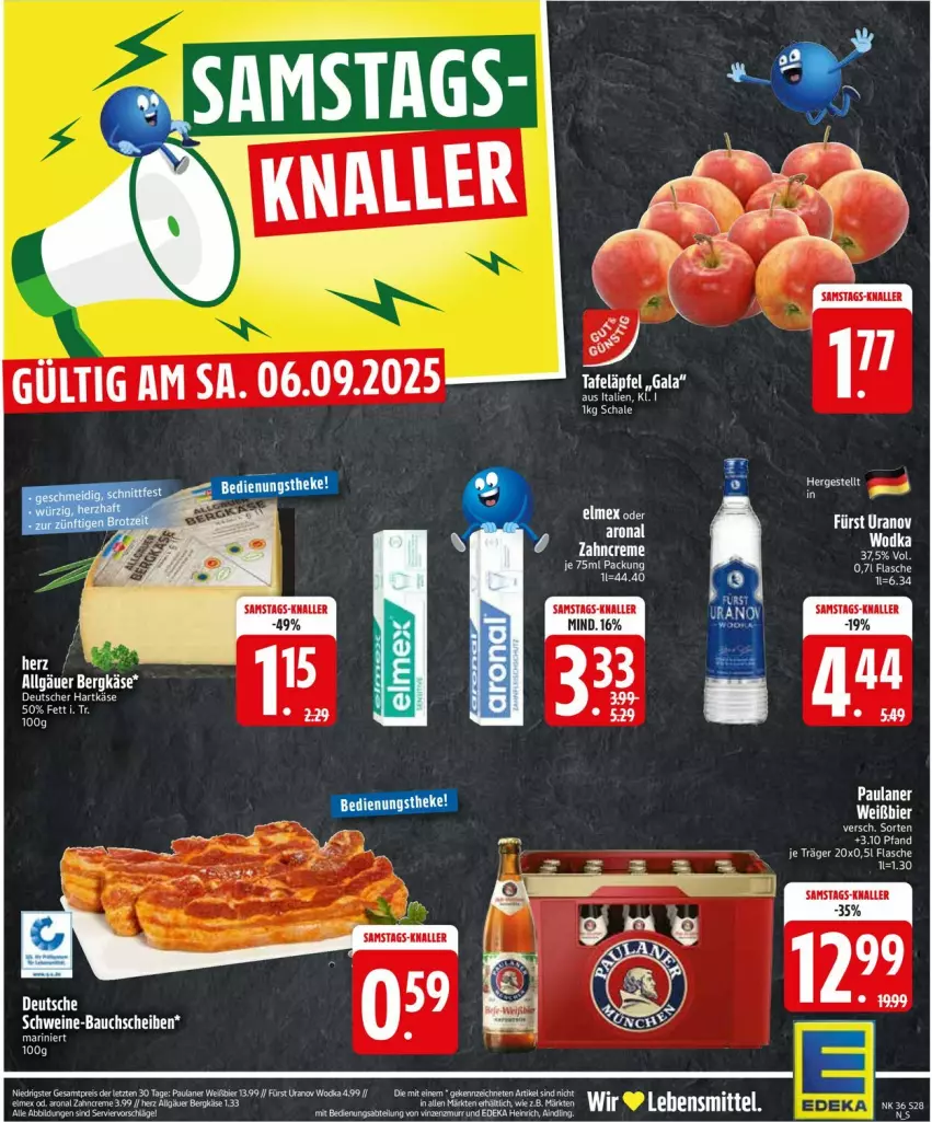 Aktueller Prospekt Edeka - Prospekte - von 01.09 bis 06.09.2025 - strona 30 - produkty: Abtei, Bau, bauchscheiben, Bergkäse, bier, creme, deka, eis, elmex, flasche, hartkäse, Käse, lebensmittel, LG, Paula, paulaner, reis, schwein, schweine, schweine-bauch, schweine-bauchscheiben, Ti, wein, weine, wodka, zahncreme, ZTE
