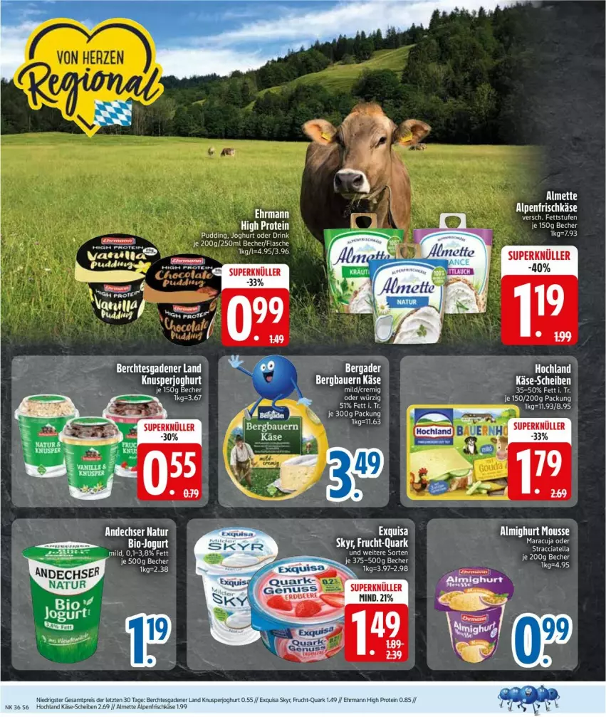 Aktueller Prospekt Edeka - Prospekte - von 01.09 bis 06.09.2025 - strona 8 - produkty: almette, alpenfrischkäse, andechser natur, auer, Bau, Bauer, Becher, ehrmann, exquisa, flasche, frischkäse, frucht, hochland, joghur, joghurt, Käse, Mett, natur, quark, Skyr, ZTE