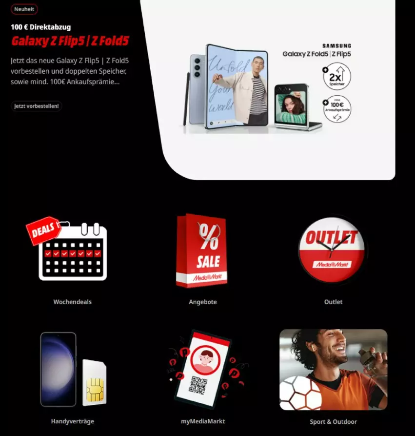 Aktueller Prospekt Media Markt - Prospekte - von 01.08 bis 31.08.2023 - strona 1 - produkty: elle, Handy, mediamarkt, neuheit, Samsung, samsung galaxy, Samsung Galaxy Z, Ti